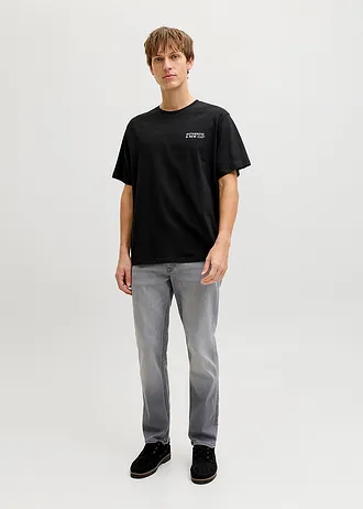 JJ REBEL T-shirt van puur katoen, Kleur: zwart met print