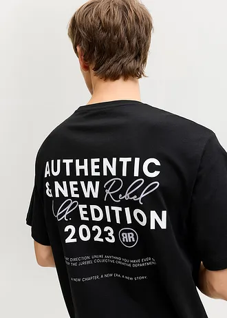 T-shirt JJ REBEL 100% coton • noir imprimé • Boutique bonprix