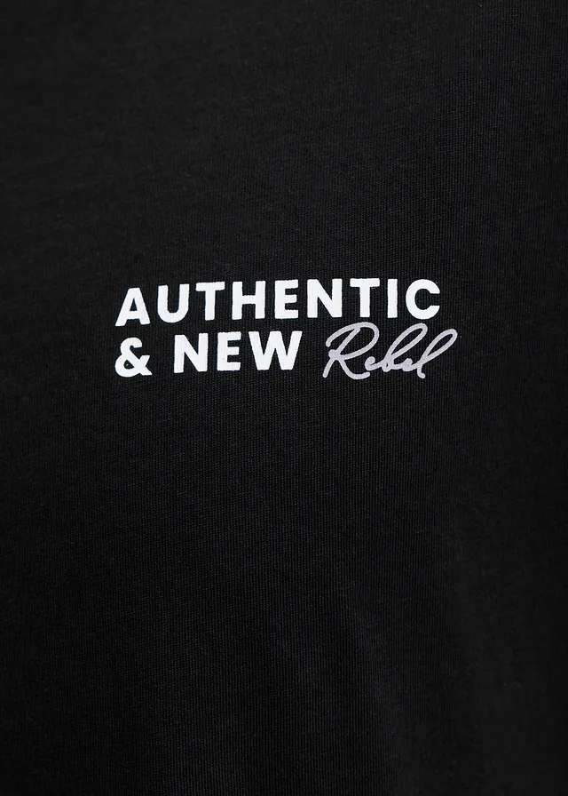JJ REBEL T-shirt van puur katoen • zwart met print • product-page.page-title-suffix
