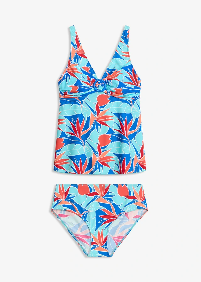 Tankini détail anneau (2 pces), Couleur: bleu floral