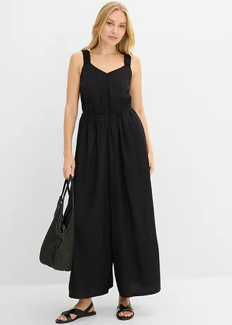 Jumpsuit van soepele viscose, Kleur: zwart