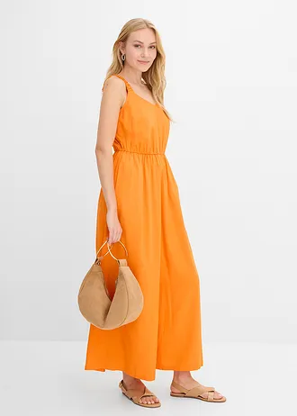 Jumpsuit van soepele viscose, Kleur: feloranje