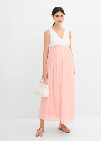 Elegante zwangerschapsjurk met borstvoedingsfunctie, Kleur: wit-zoet roze