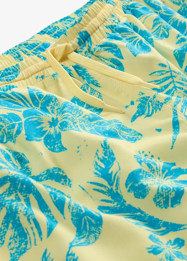 Short de bain, Couleur: jaune clair-turquoise moyen floral
