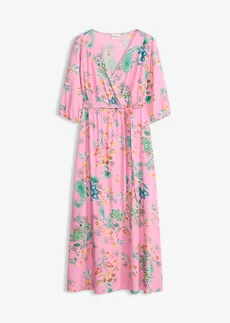 Robe midi en viscose fluide • rose floral • Boutique bonprix