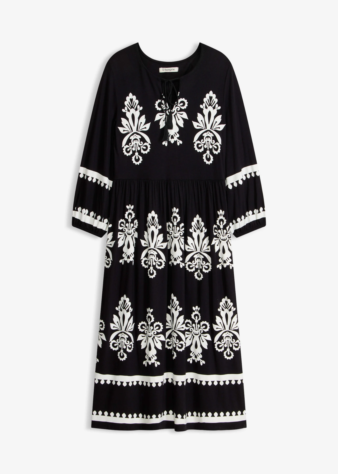 Jersey jurk in een zachte viscosemix • zwart met print • bonprix online shop