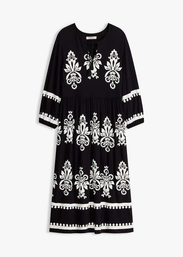 Robe douce en jersey viscose • noir imprimé • Boutique bonprix