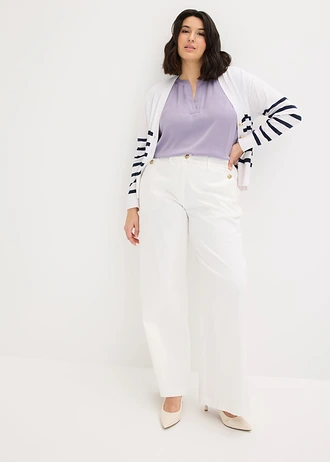 Satijnen tuniek met korte mouwen en oversized schouders, Kleur: rookviolet