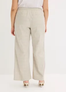 Glencheck Marlene Dietrich broek met viscose, Kleur: lichtgeel/lichtsand geruit