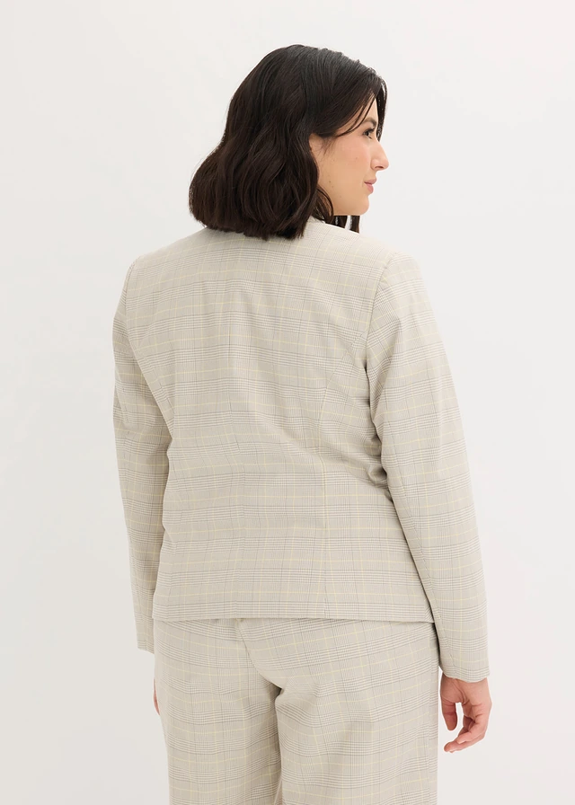 Glencheck blazer, Kleur: lichtgeel/lichtsand geruit