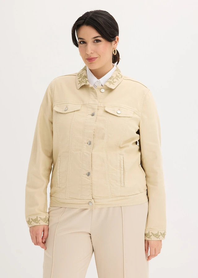 Veste en twill brodée, Couleur: sable clair