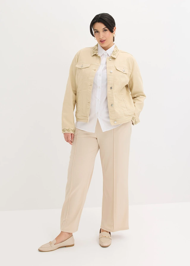 Veste en twill brodée, Couleur: sable clair