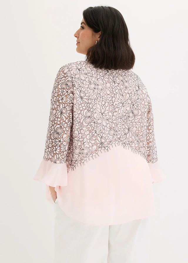 Tunique en dentelle, Couleur: rose clair-noir floral