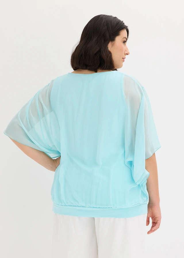 Blouse en mousseline, Couleur: bleu aqua