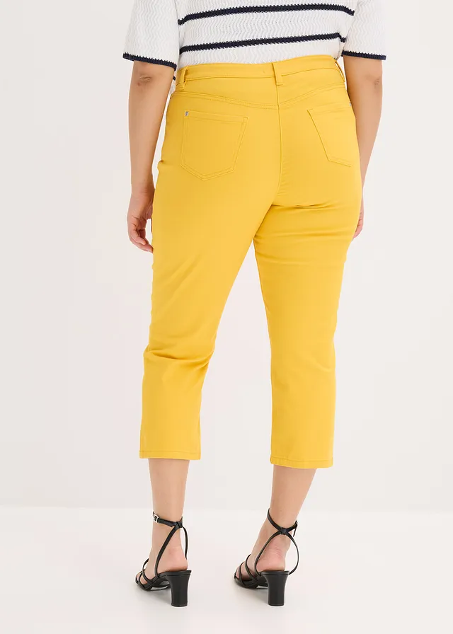 Pantalon extensible 7/8, Couleur: jaune safran