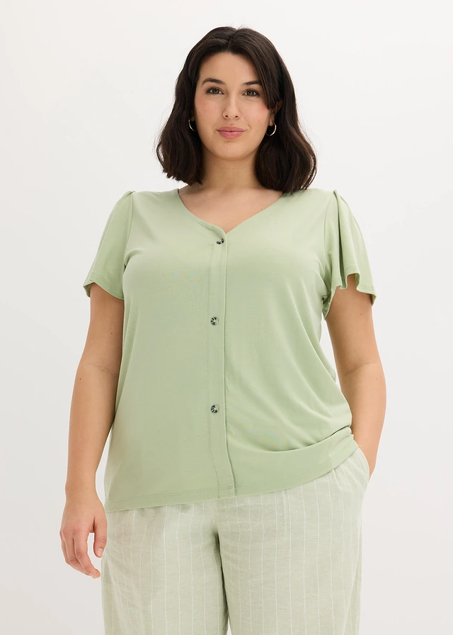 Shirt met knoopsluiting, Kleur: grijsgroen