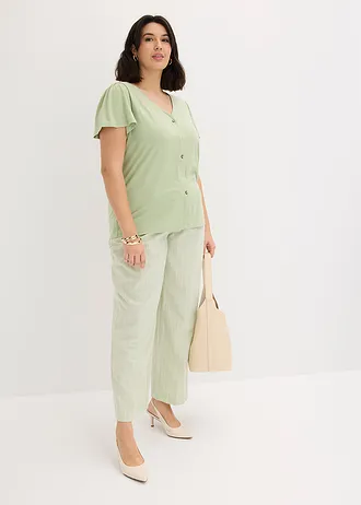 Triko s knoflíkovou légou, barva: světle zelená