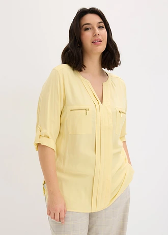 Blouse en viscose fluide, Couleur: jaune pastel