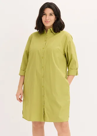 Rochie-cămașă din poplin de bumbac, culoare: verde cactus