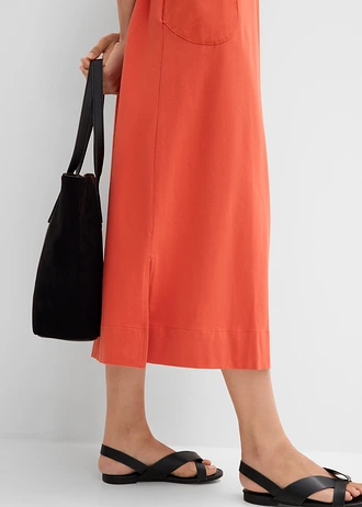 Robe-chemise en coton extensible • rouge cannelle • Boutique bonprix