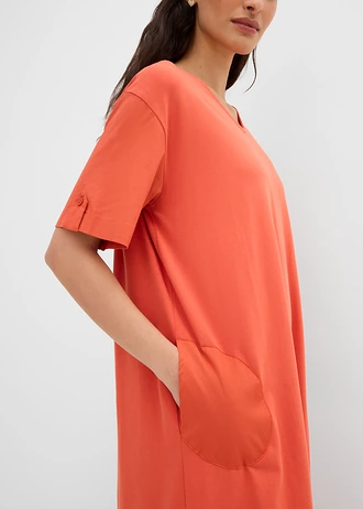 Robe-chemise en coton extensible • rouge cannelle • Boutique bonprix