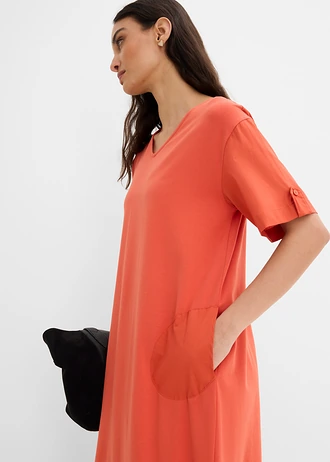 Robe-chemise en coton extensible • rouge cannelle • Boutique bonprix