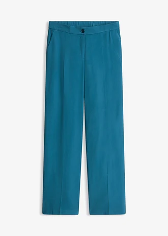 Lichte Marlene Dietrich broek met viscose, Kleur: blauwpetrol