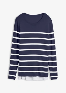 Pull de grossesse et d’allaitement en maille légère • bleu foncé-blanc rayé • Boutique bonprix