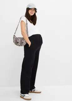 Pantalon sweat de grossesse, largeur réglable, 100% coton • noir • Boutique bonprix