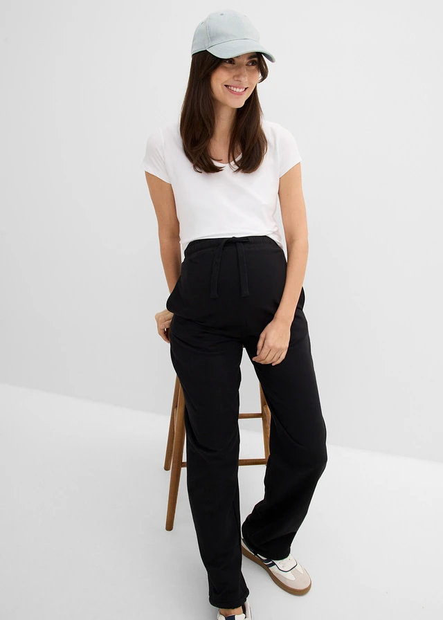 Pantalon sweat de grossesse, largeur réglable, 100% coton • noir • product-page.page-title-suffix