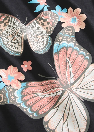 Kort nachthemd van puur katoen • zwart met print • bonprix online shop