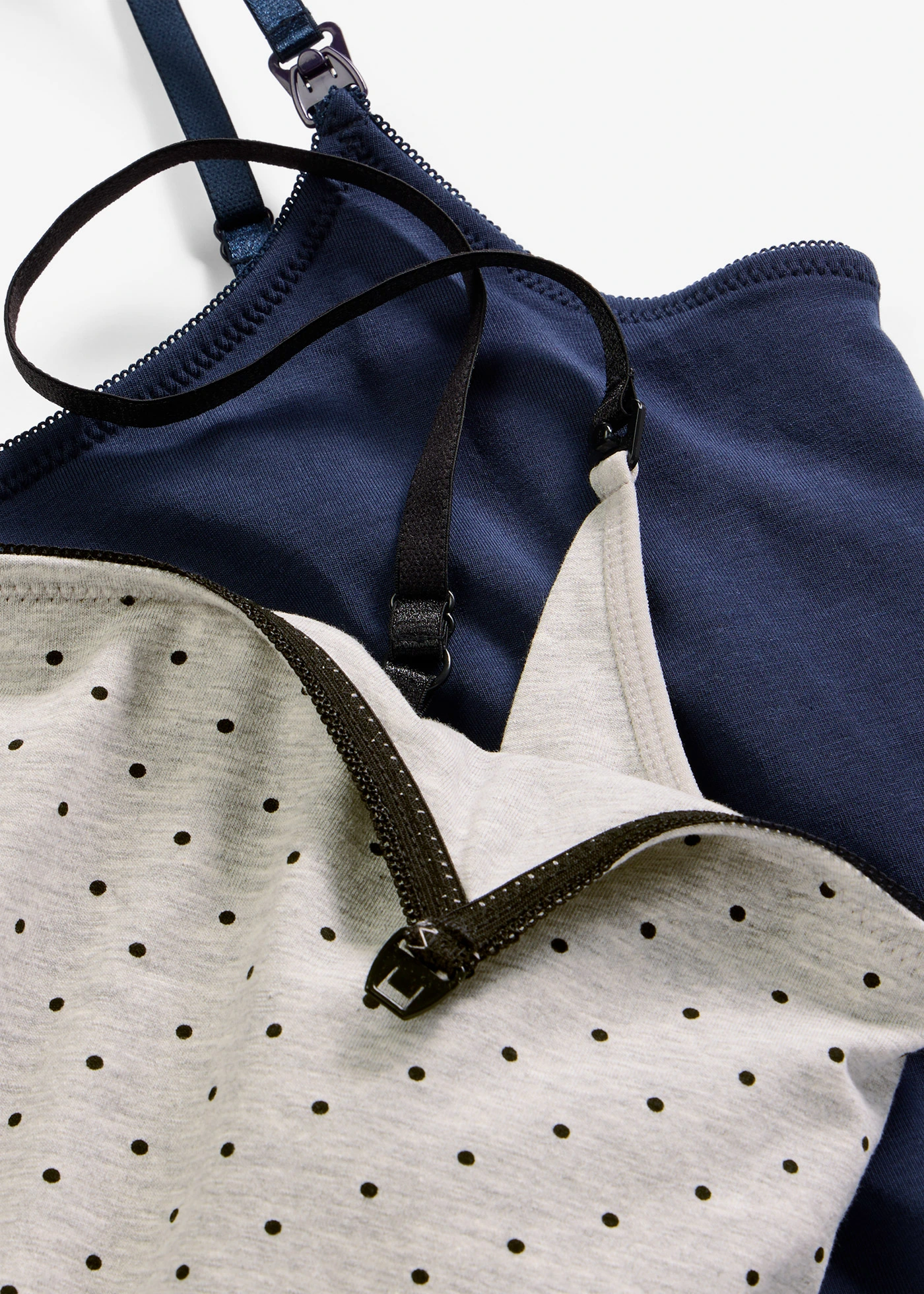 Lot de 2 débardeurs d’allaitement avec coton • bleu foncé + gris clair chiné • Boutique bonprix