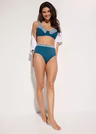 Bikiny minimizer (2-dielne), vystužené ramienka • petrolejovo modrá/biela grafická potlačená • obchod bonprix