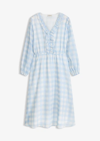 Robe midi • bleu poudré-écru carreaux • Boutique bonprix