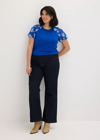 Shirt met chiffon mouwen, Kleur: kobaltblauw/lichtblauw/middenblauw