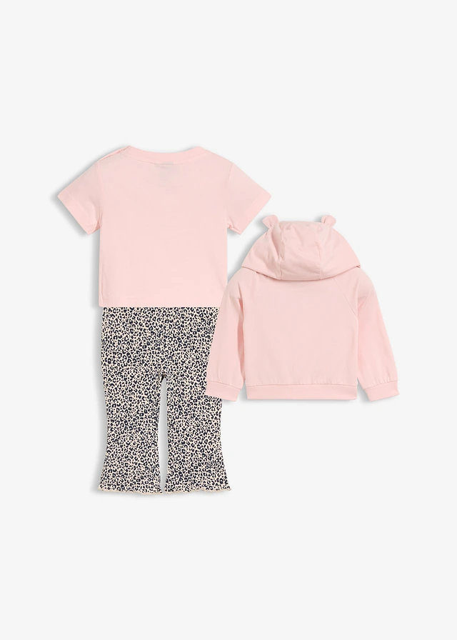 Jachetă subțire, tricou și colanți din bumbac organic 100% (set/3 piese)