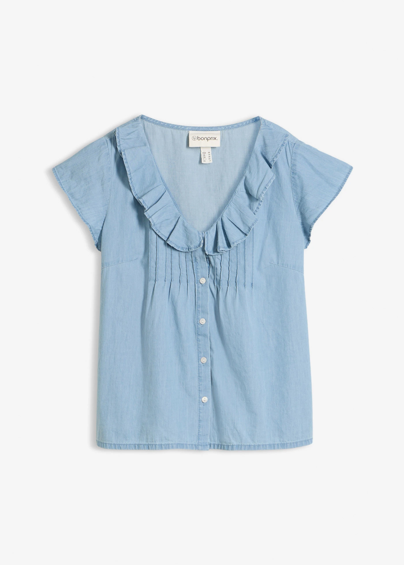 Jeansowy top bez rękawów z bawełny organicznej • lodowy niebieski denim • sklep bonprix