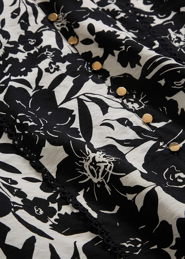 Tuniek met kanten bandjes, Kleur: zwart/wolwit