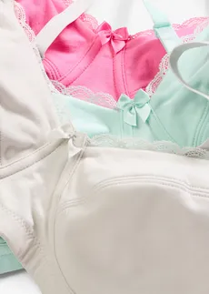 Bh zonder beugels (set van 3) met katoen • flamingopink/pastelmint/zilverkleur • bonprix online shop