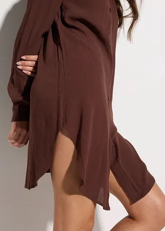 Lange strandblouse van viscose • bruin • bonprix online shop