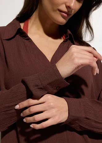 Lange strandblouse van viscose • bruin • bonprix online shop