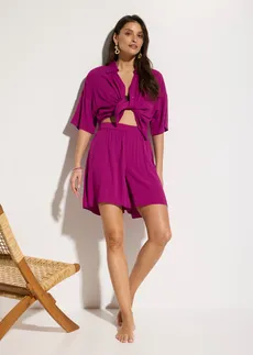 Strandshort van soepele viscose, Kleur: lila