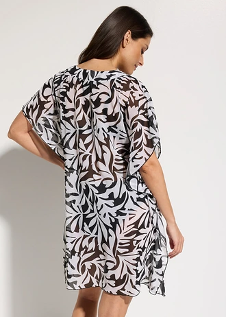 Plážová tunika z lehkého šifonu • černo-bílá s květy • bonprix obchod