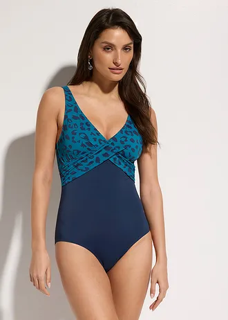 Costum de baie cu aspect petrecut • turcoaz marin/bleumarin leo • magazin bonprix