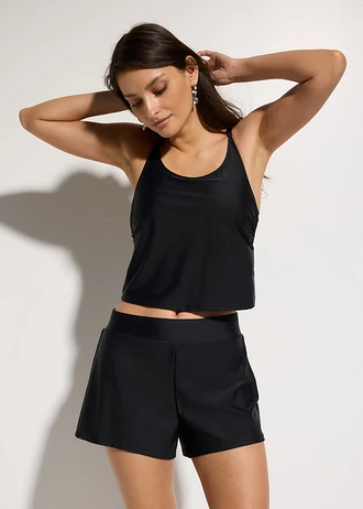 Tankini met zwemshort, sneldrogend (2-dlg. set), Kleur: zwart