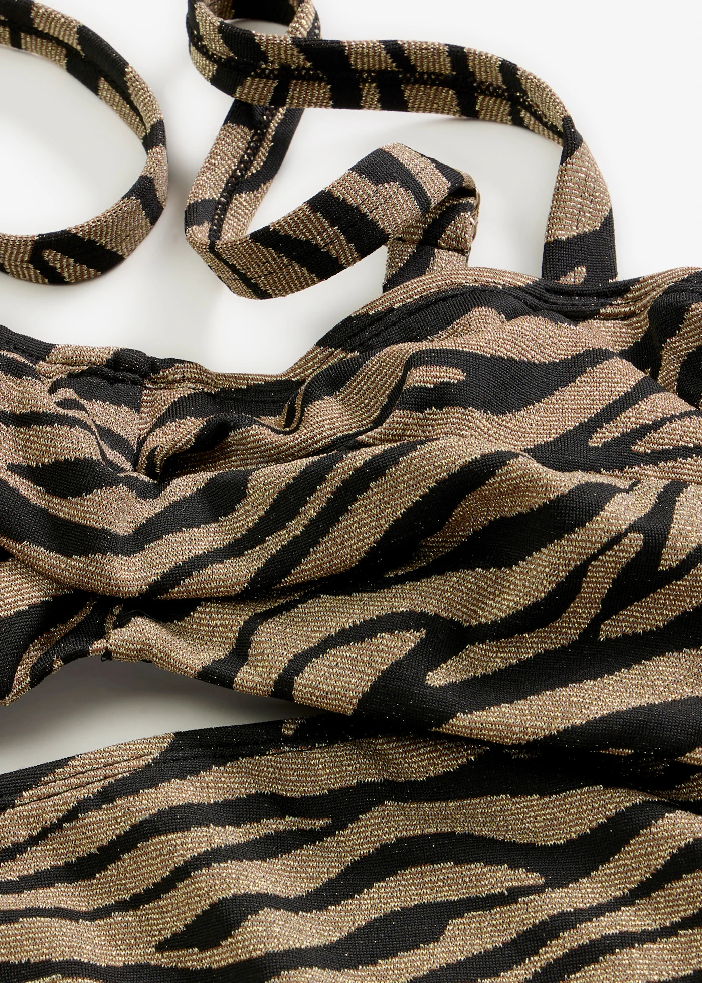 Bikiny Bardot z lesklého materiálu (2-dielne) • čierna-zlatá zebra • obchod bonprix