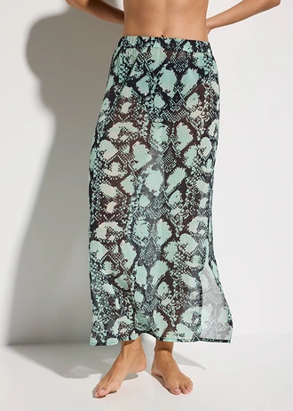 Strandrok van luchtige chiffon, Kleur: zwart-mentholgroen zebraprint