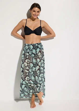 Jupe de plage en mousseline • noir-vert menthe zèbre • Boutique bonprix