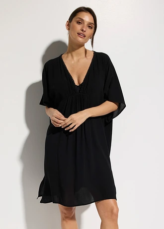 Strandtuniek van gestructureerde crinkle • zwart • bonprix online shop
