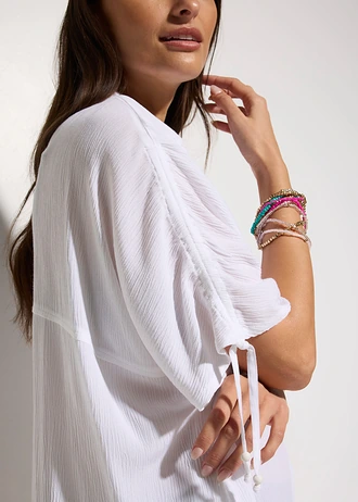 Strandblouse van gestructureerde crinkle • wit • bonprix online shop